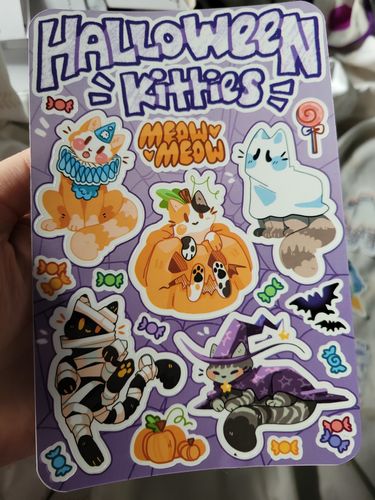 Customer photo review of Halloween Kittens Sticker Sheet!
