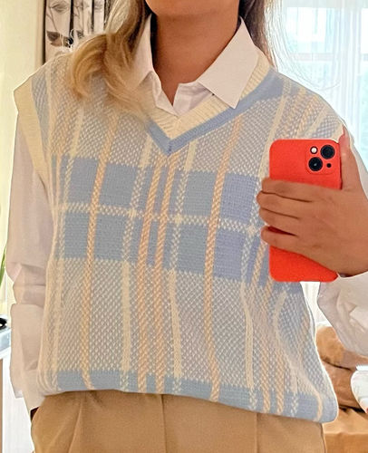 Customer photo review of Meet Me On Campus Blue Vest