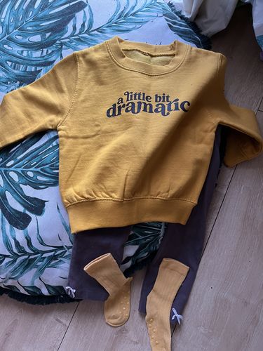 Customer photo review of Little Bit Dramatic Mum & Kid Matching Mustard Sweatshirts