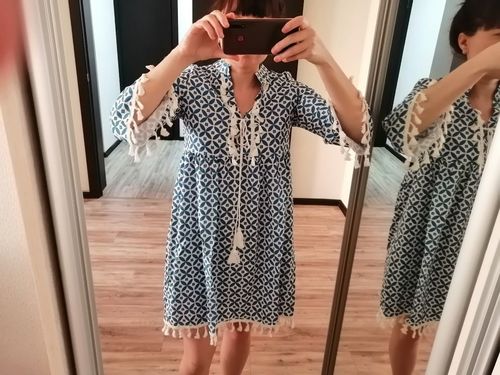 Customer photo review of Tassel Beach V Neck Vintage Floral Print Dress