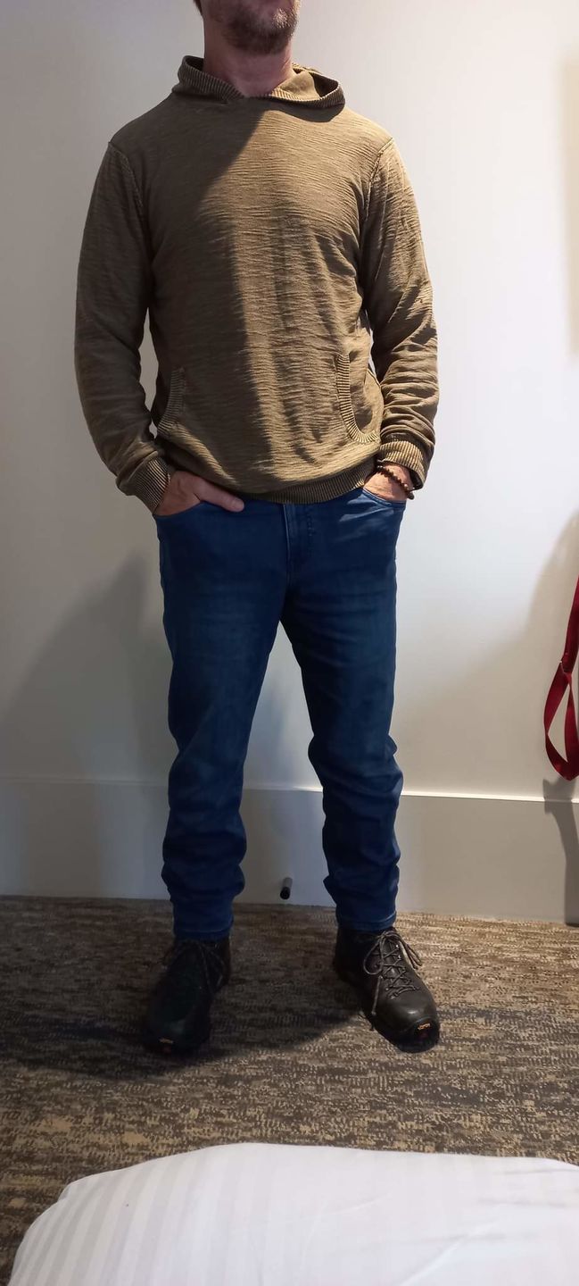 Customer photo review of Active Tapered Slim Fit Jeans - Indigo