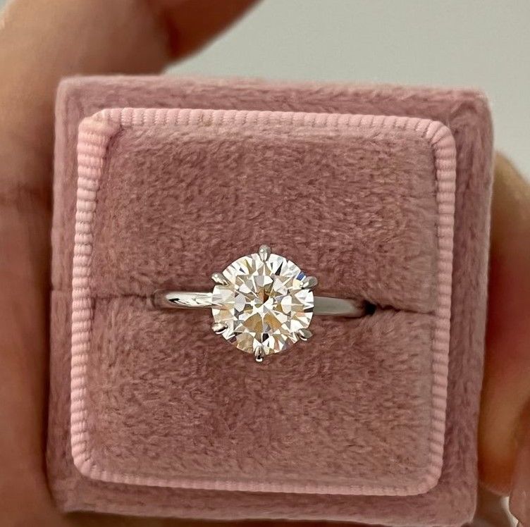 Customer photo review of S925 Moissanite/ Simulated Diamond 2.0 Carat Round Cut Solitaire Engagement Ring In Sterling Silver