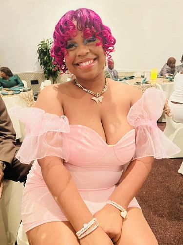 Customer photo review of Solid Color Ruffle Mesh Sleeve Pretty Bandeau Mini Dress