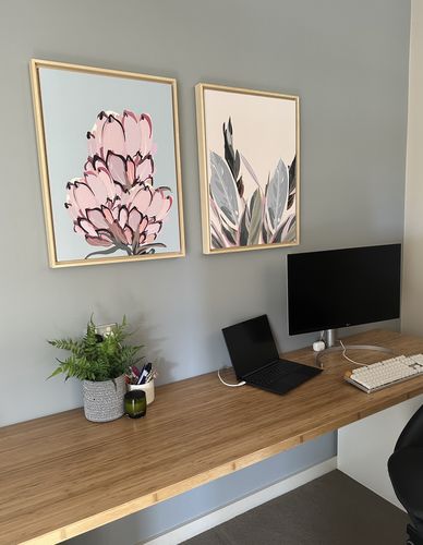 Customer photo review of Warm Nights In The Garden - Two Piece Protea Plants Pastel Print Set