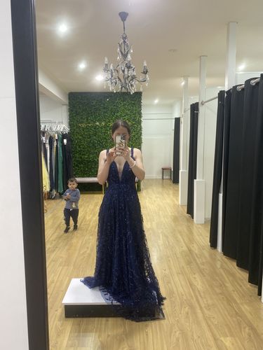 Customer photo review of Isabella Beaded Gown - Navy