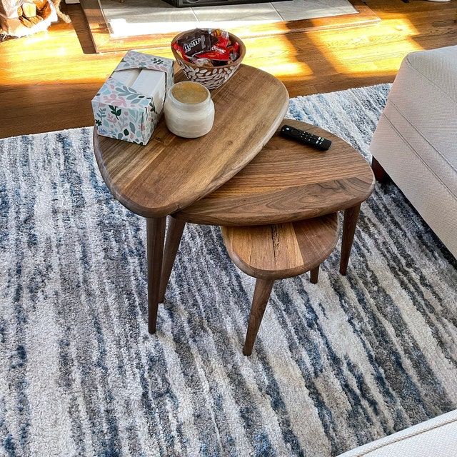 Customer photo review of Ercol Style Solid Walnut Set of Three Nesting Table