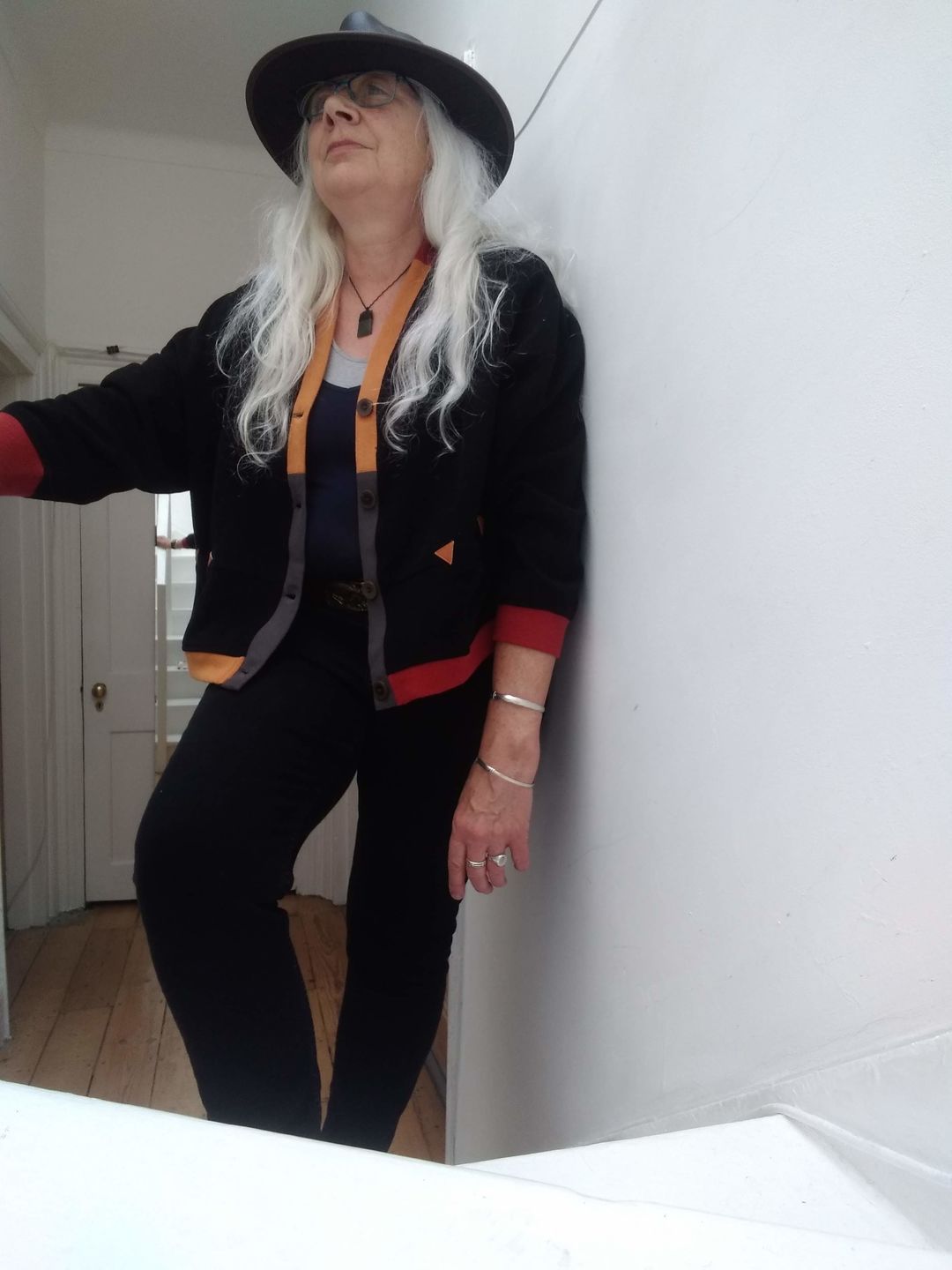 Customer photo review of Plus Size - Color Contrast Pocket Breasted Long Sleeve Coat