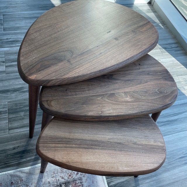 Customer photo review of Ercol Style Solid Walnut Set of Three Nesting Table