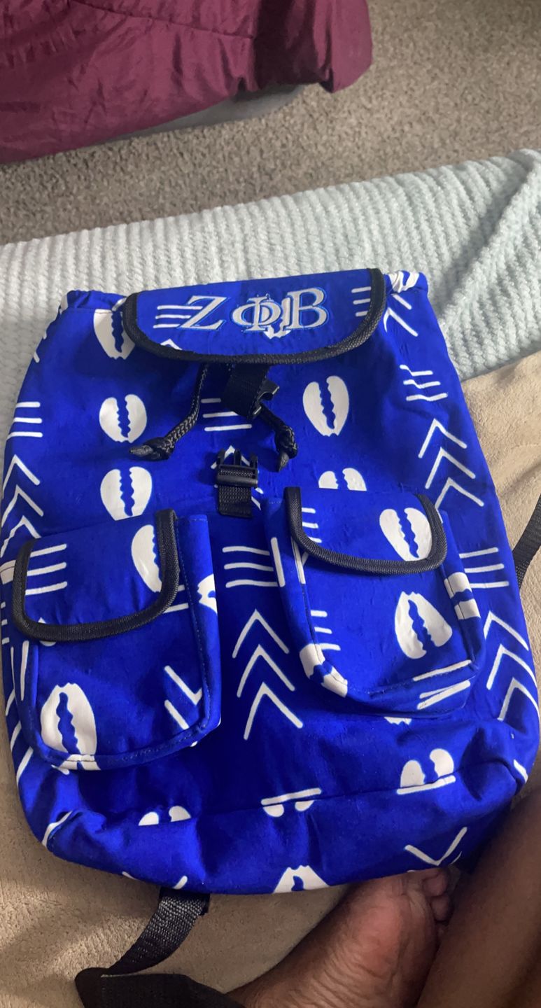 Customer photo review of Zeta Phi Beta Greek Letter Ankara Book Bag