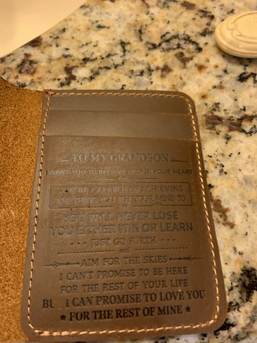 Customer photo review of To My Grandson -You Will Never Lose- Leather Bifold Wallet