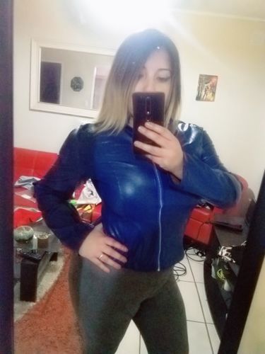 Customer photo review of Fashion PU Leather Zipper Closure Jacket Outwear