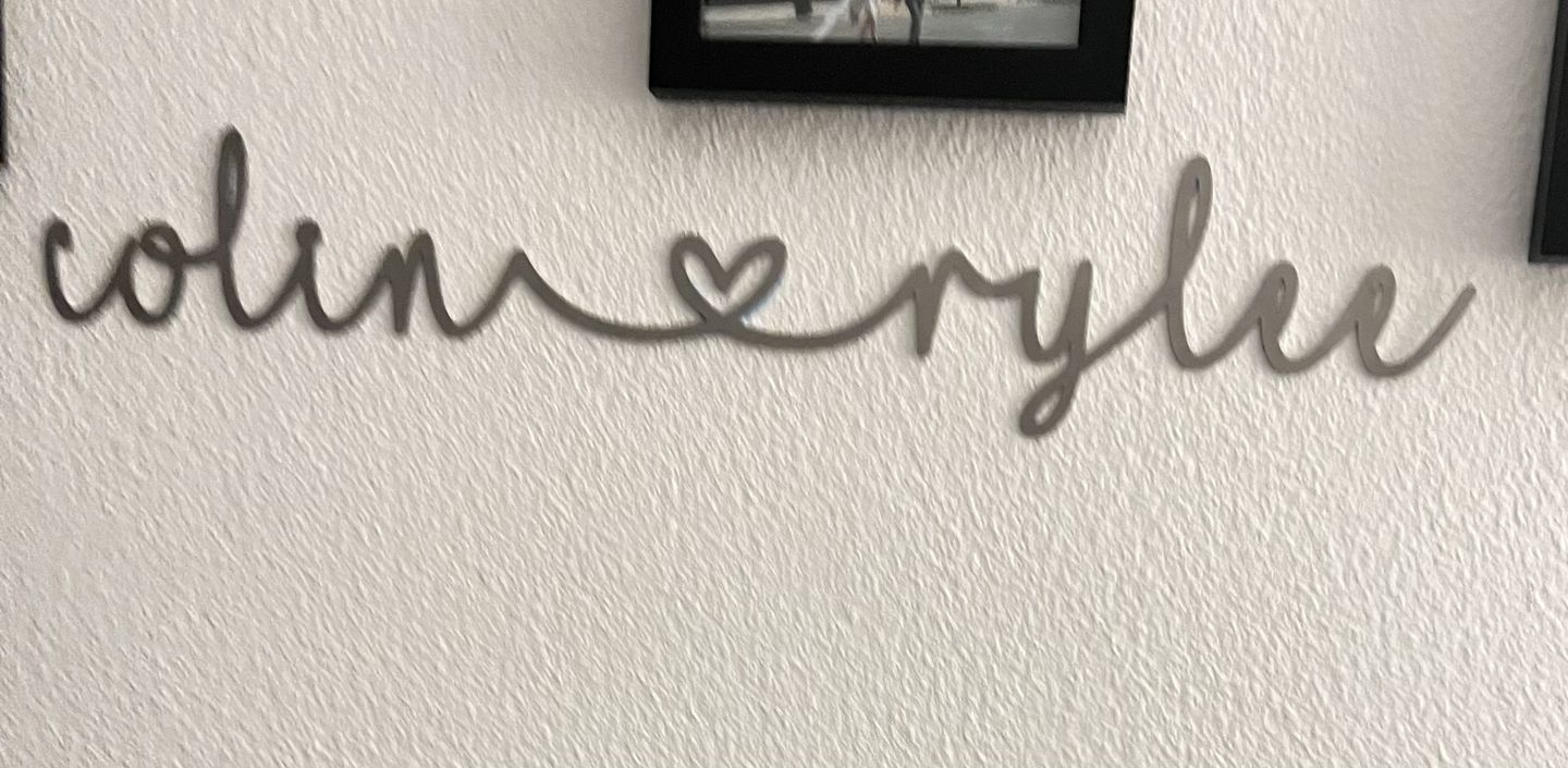 Customer photo review of I Heart You - Couples Love Decor Wall Art for Bedroom Above Bed Gift