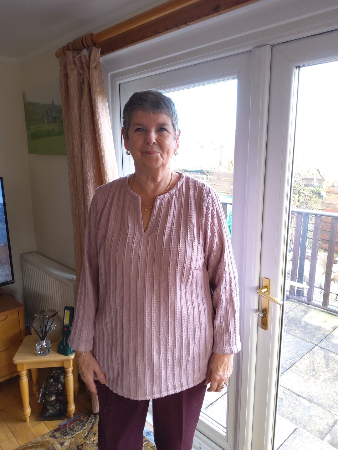 Customer photo review of Dusky Pink Light Weight Cable Knit Fabric