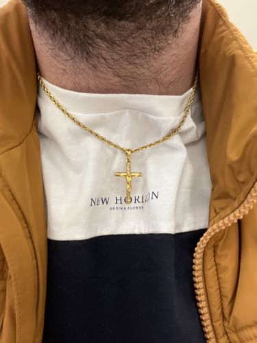 Customer photo review of Gold Stainless Steel Crucifix Necklace