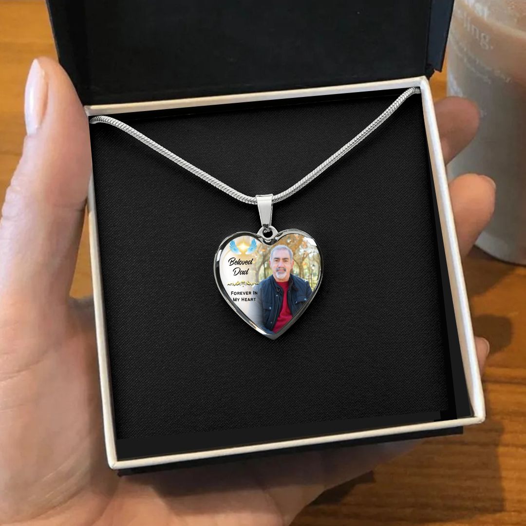 Customer photo review of Custom Name Heart Photo Memorial Necklace
