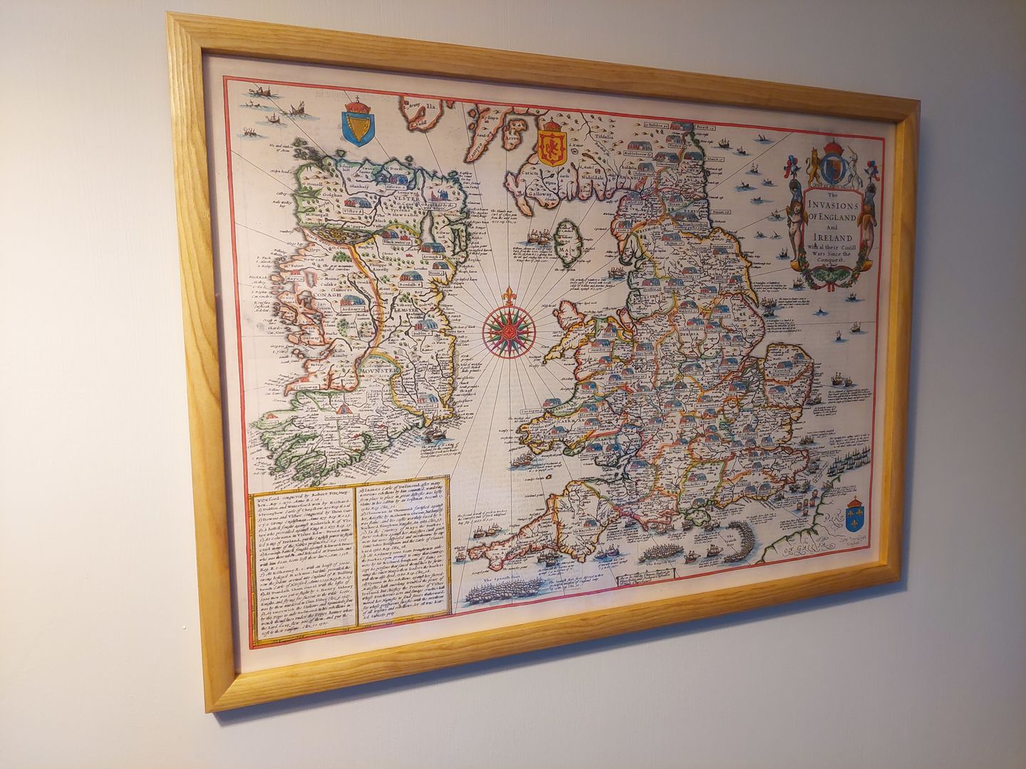 Customer photo review of Old England And Ireland Map, 1676 - Invasions and Civil Wars Since 1066 - Antique Wall Art