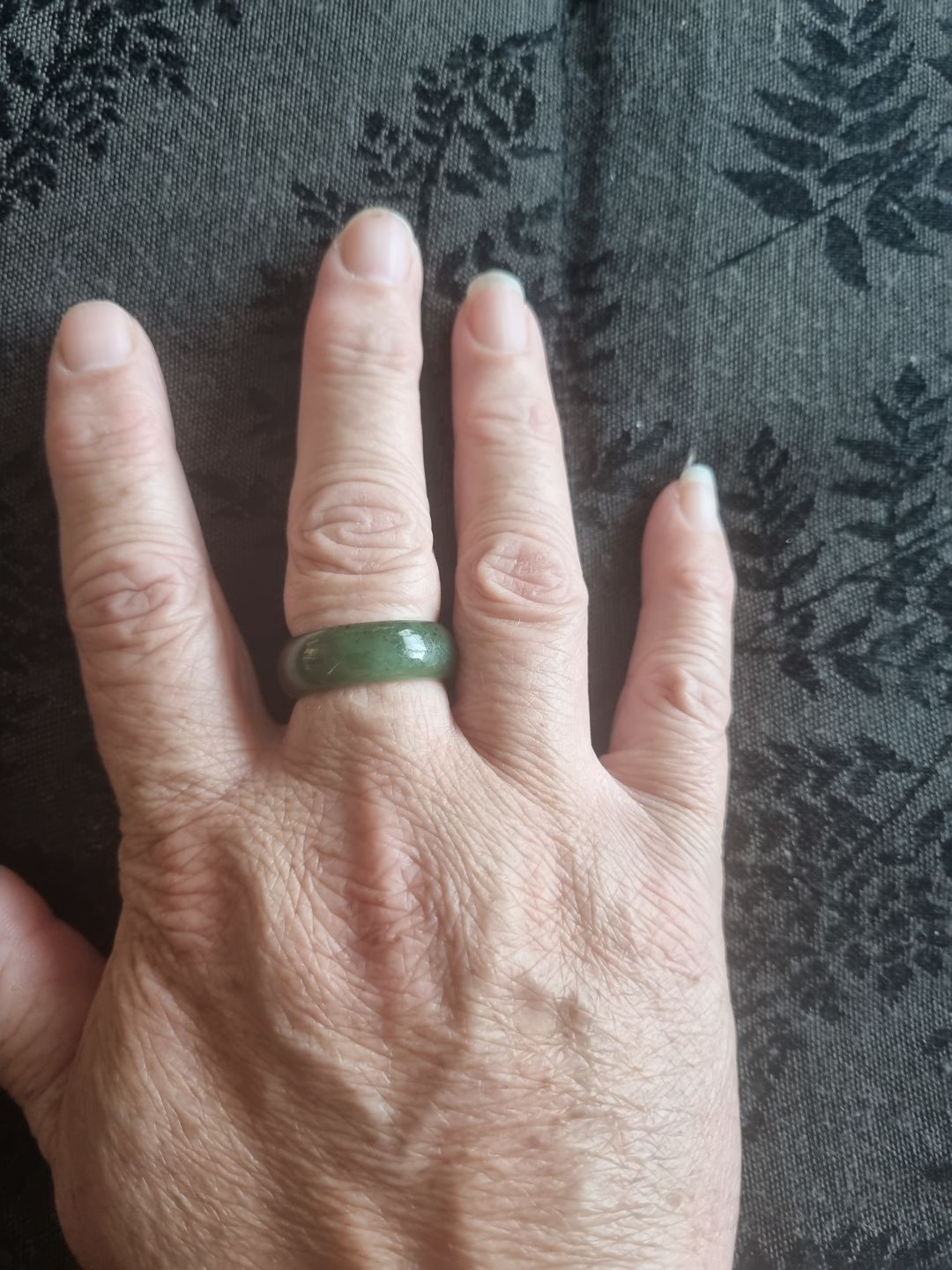 Customer photo review of Wide Greenstone Ring