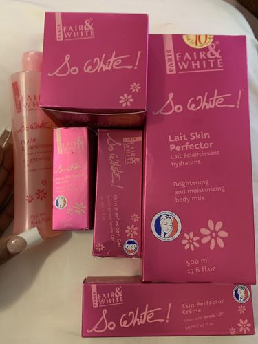 Customer photo review of Fair and White So White Brightening Body Oil with Sweet Almond Oil 250 ml / 8.4 fl oz
