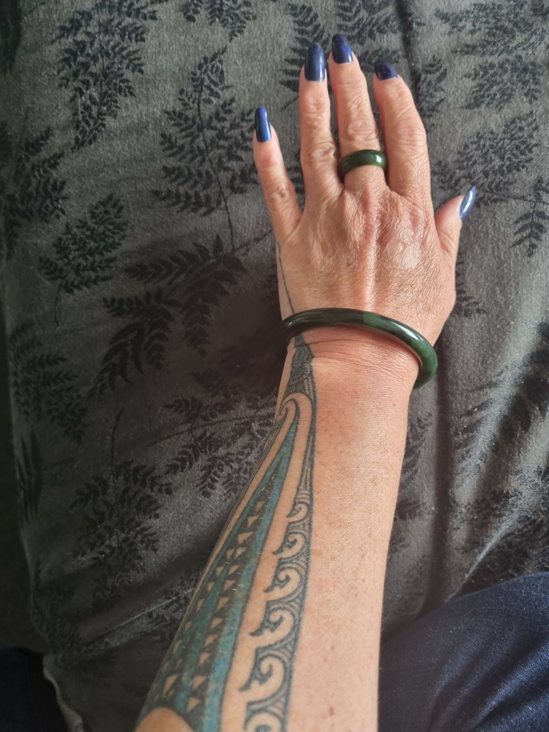 Customer photo review of Wide Greenstone Ring