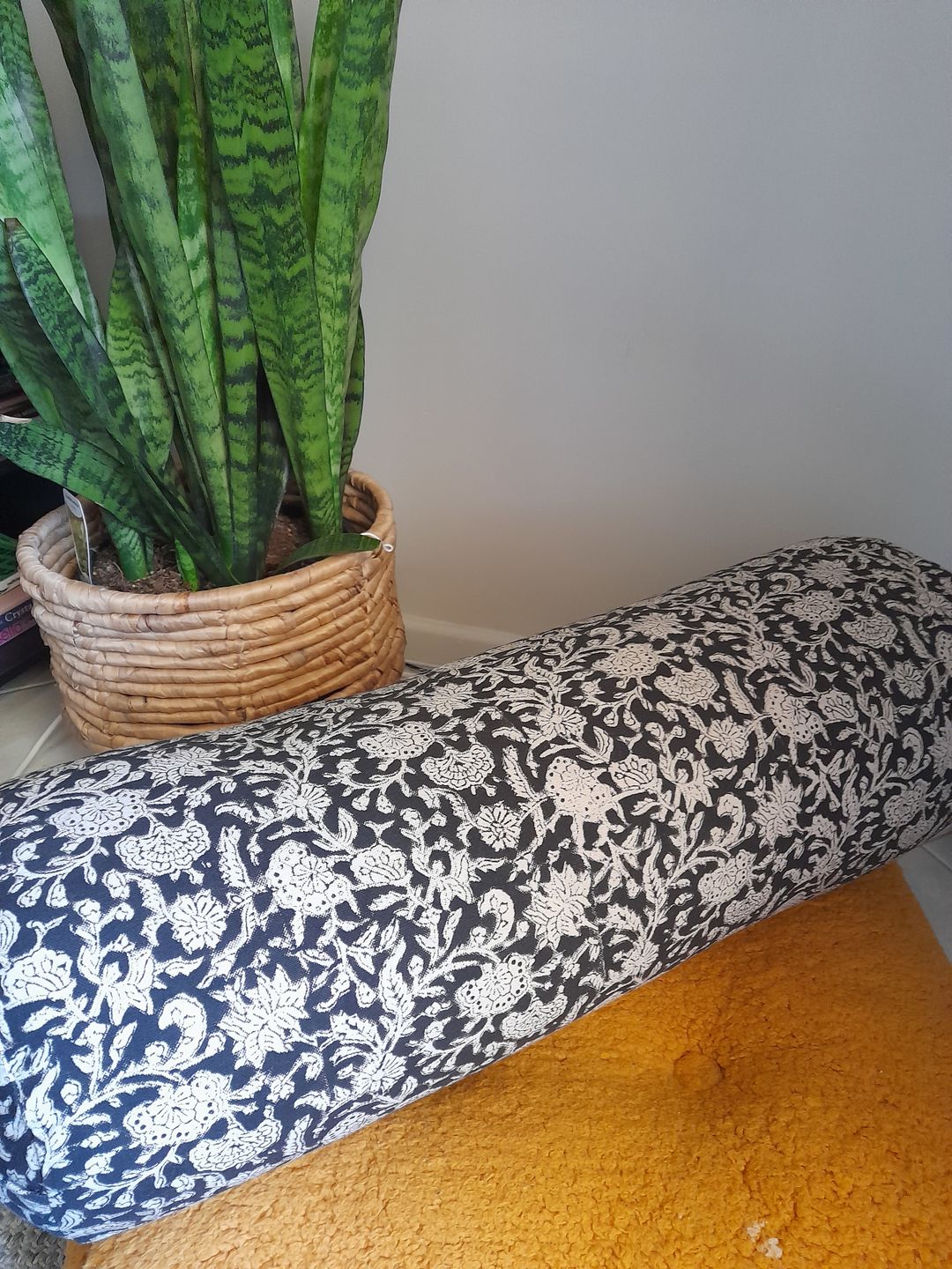 Customer photo review of Black Floral Round Yoga Bolster - Last Chance