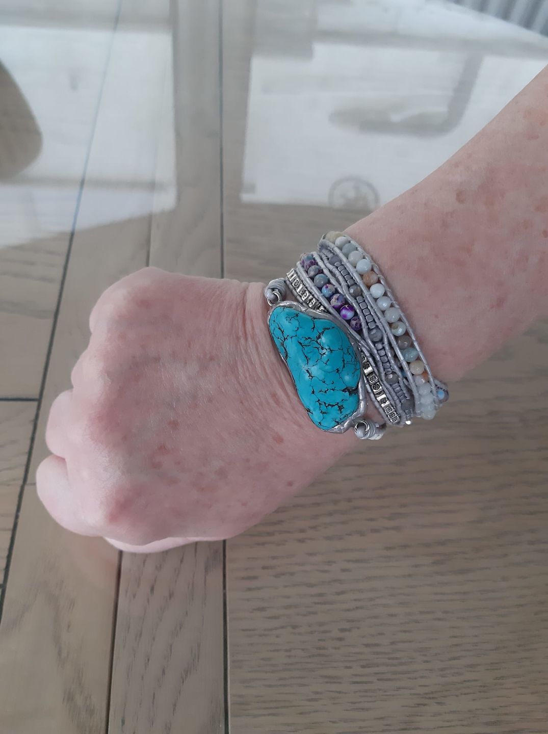 Customer photo review of The Turquoise Protection Wrap Bracelet