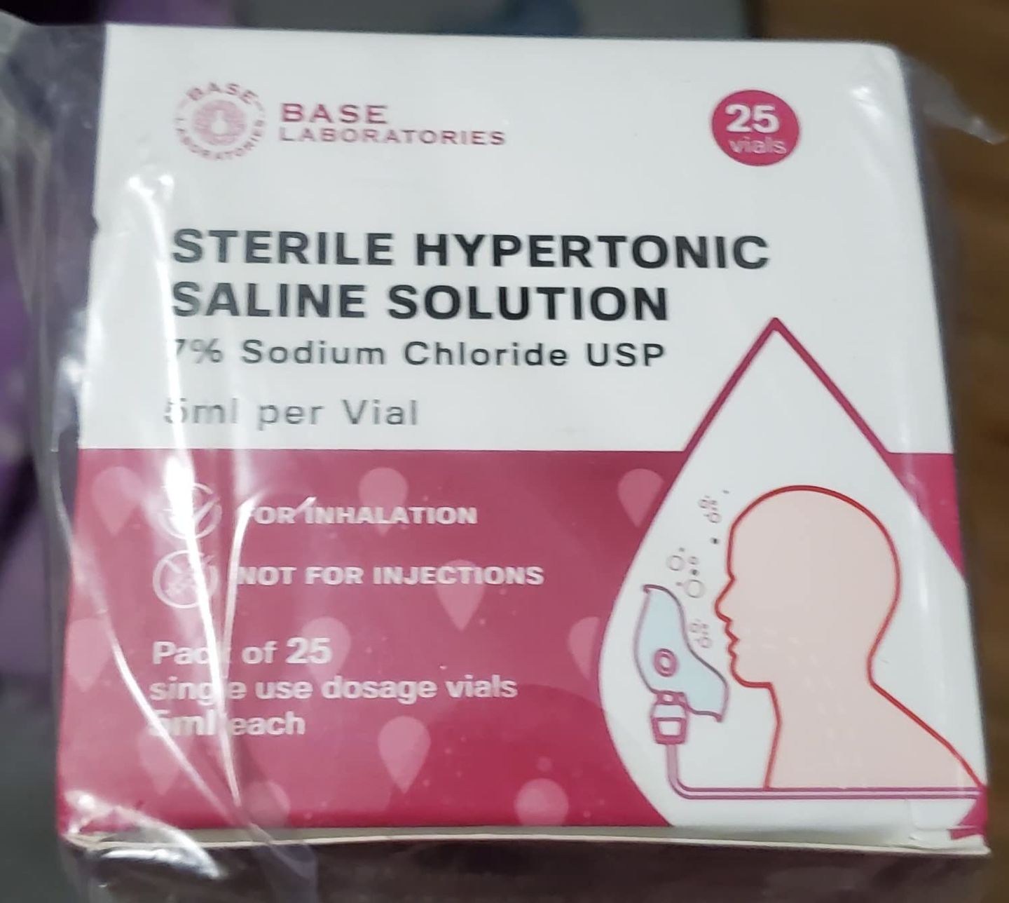 Customer photo review of 7% SALINE SOLUTION FOR NEBULIZER - FOR INHALATION THERAPY  - 25 5ML vials