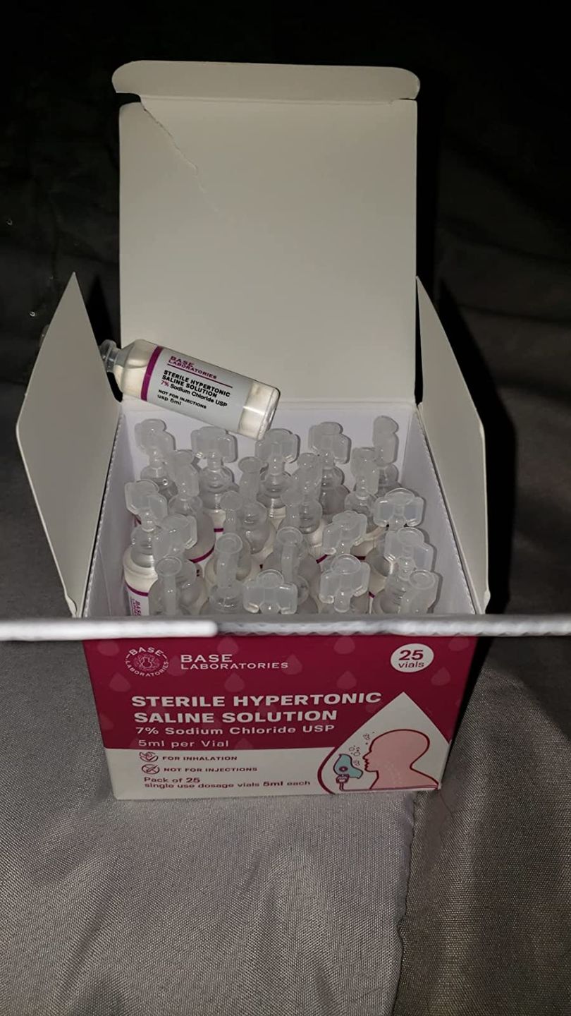 Customer photo review of 7% SALINE SOLUTION FOR NEBULIZER - FOR INHALATION THERAPY  - 25 5ML vials