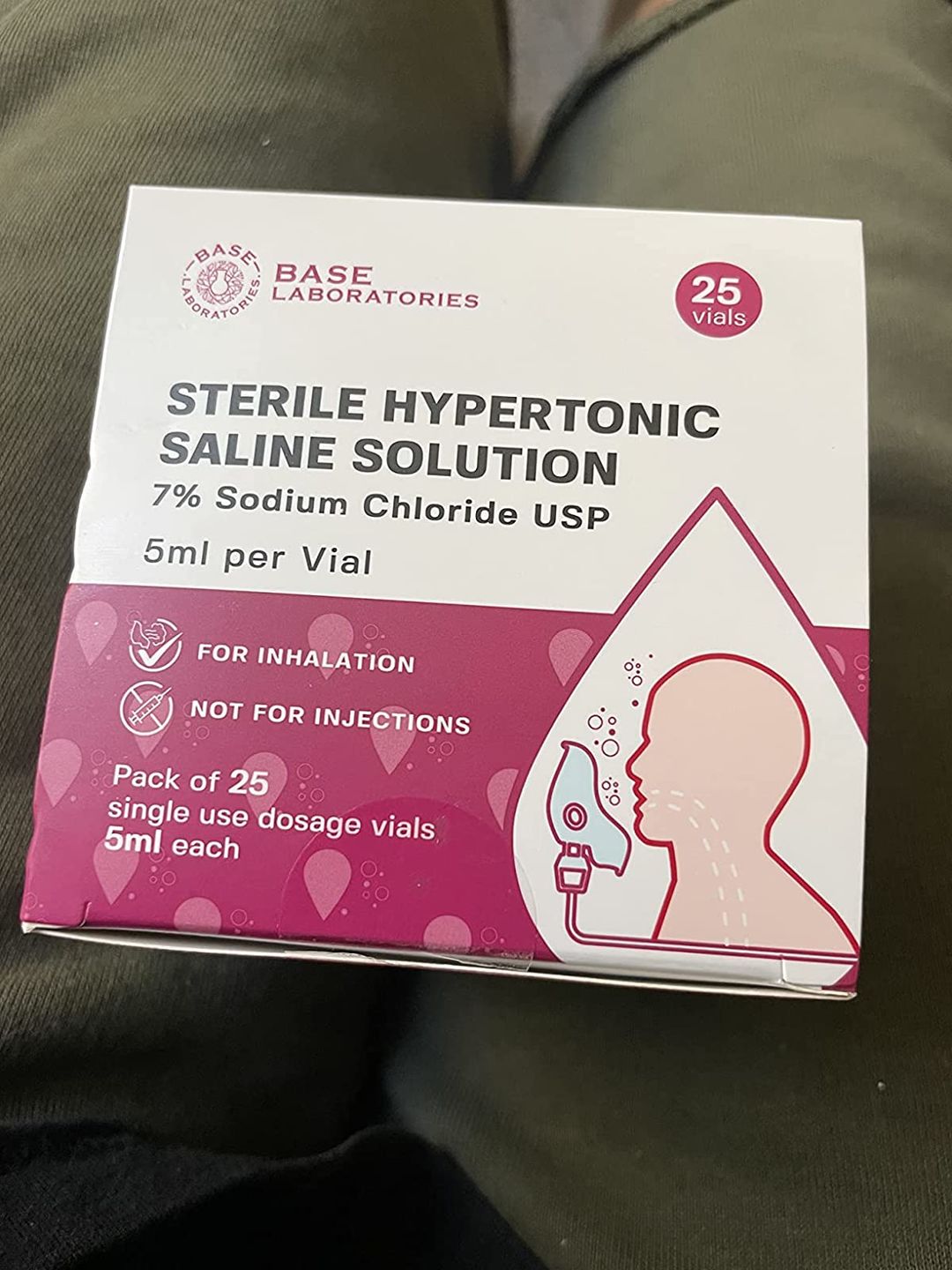 Customer photo review of 7% SALINE SOLUTION FOR NEBULIZER - FOR INHALATION THERAPY  - 25 5ML vials