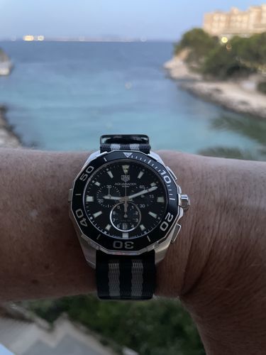 Customer photo review of Premium Thick Woven Military Style Watch Strap - Black & Grey Bond