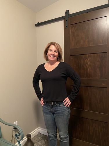 Customer photo review of Meo V Neck Sweater (Black)