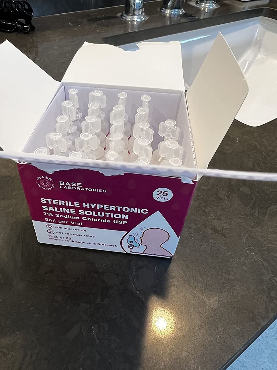 Customer photo review of 7% SALINE SOLUTION FOR NEBULIZER - FOR INHALATION THERAPY  - 25 5ML vials