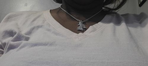 Customer photo review of Silver Cross Bearing Jesus CZ Pendant
