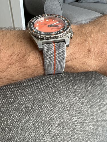 Customer photo review of Marine Nationale Military Style Elastic Strap - Grey & Orange