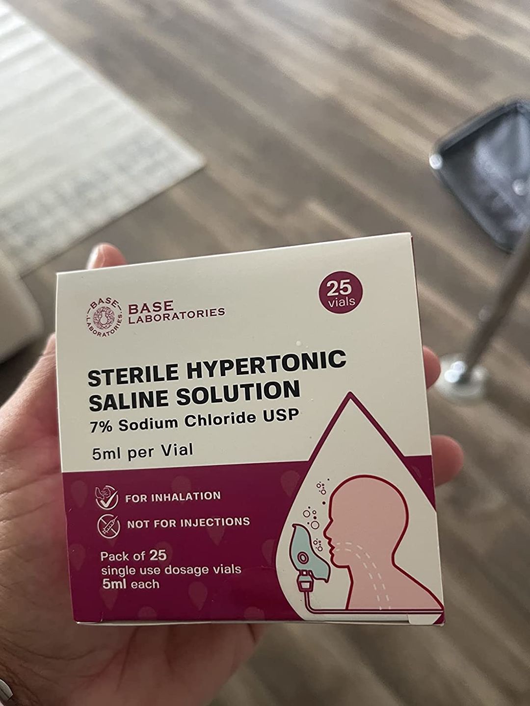 Customer photo review of 7% SALINE SOLUTION FOR NEBULIZER - FOR INHALATION THERAPY  - 25 5ML vials