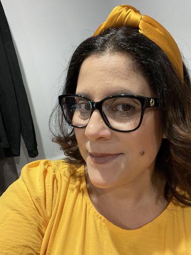 Customer photo review of GOLDENROD SILK KNOTTED HEADBAND