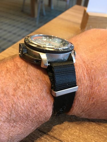 Customer photo review of Premium Thick Woven Military Style Watch Strap - Black Raven