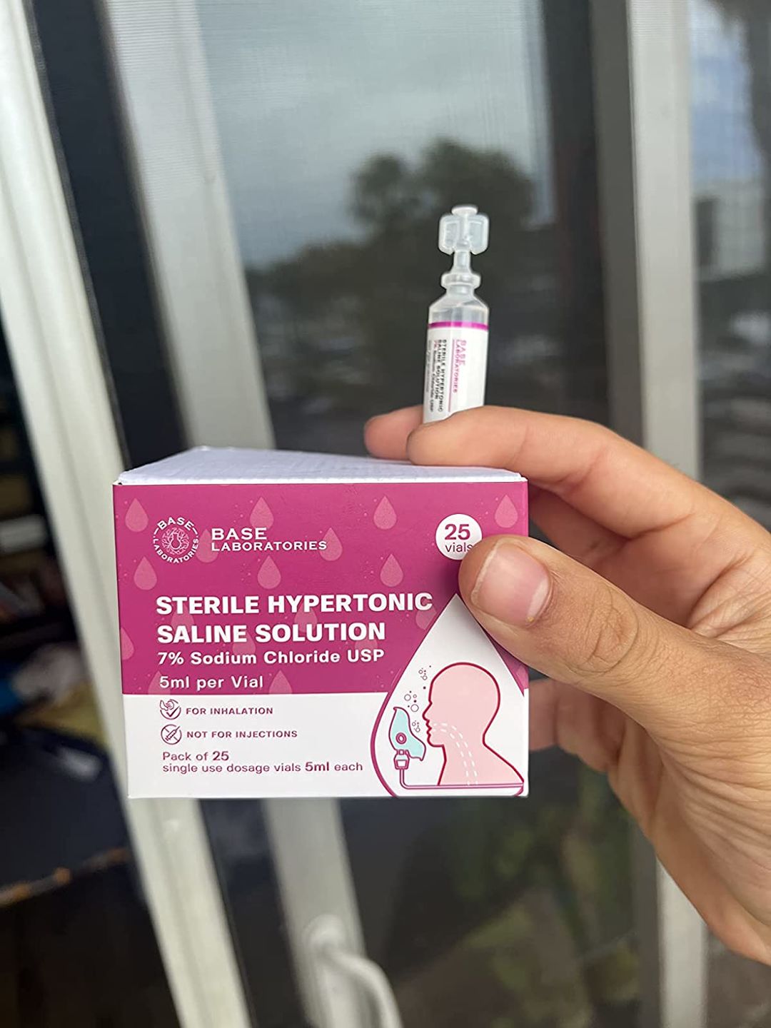 Customer photo review of 7% SALINE SOLUTION FOR NEBULIZER - FOR INHALATION THERAPY  - 25 5ML vials