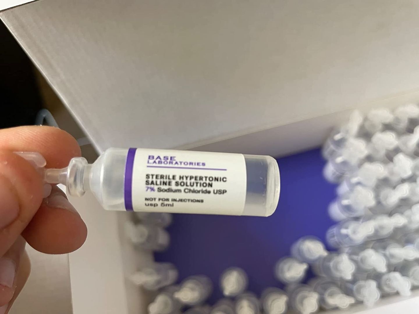 Customer photo review of 7% SALINE SOLUTION FOR NEBULIZER - FOR INHALATION THERAPY  - 50 5ML vials