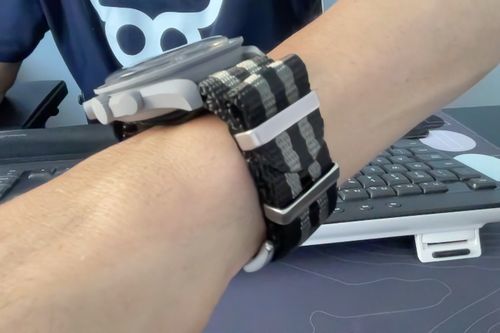 Customer photo review of Premium Thick Woven Military Style Watch Strap - Black & Grey Bond