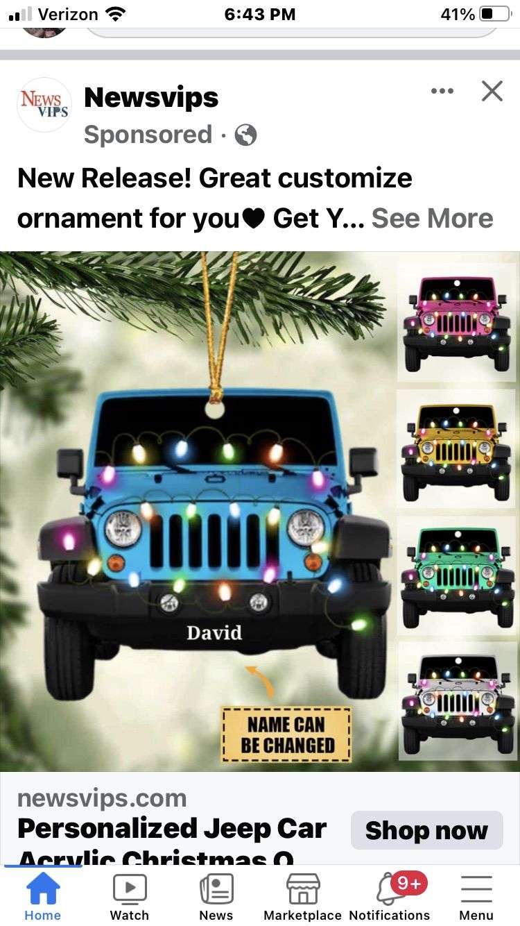 Customer photo review of Personalized Jeep Car Acrylic Christmas Ornament