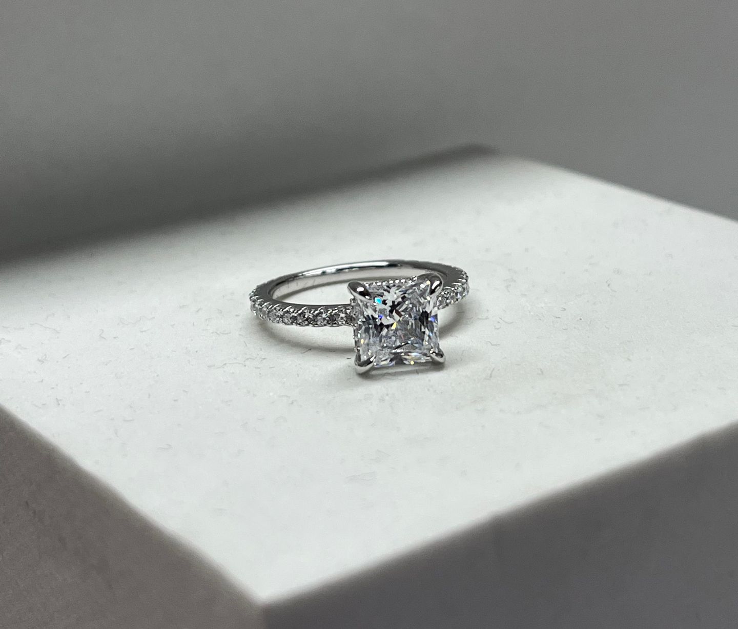 Customer photo review of S925 2 Ct Princess Cut Sparkle Square Engagement Ring For Women Everyday Wear In Sterling Silver