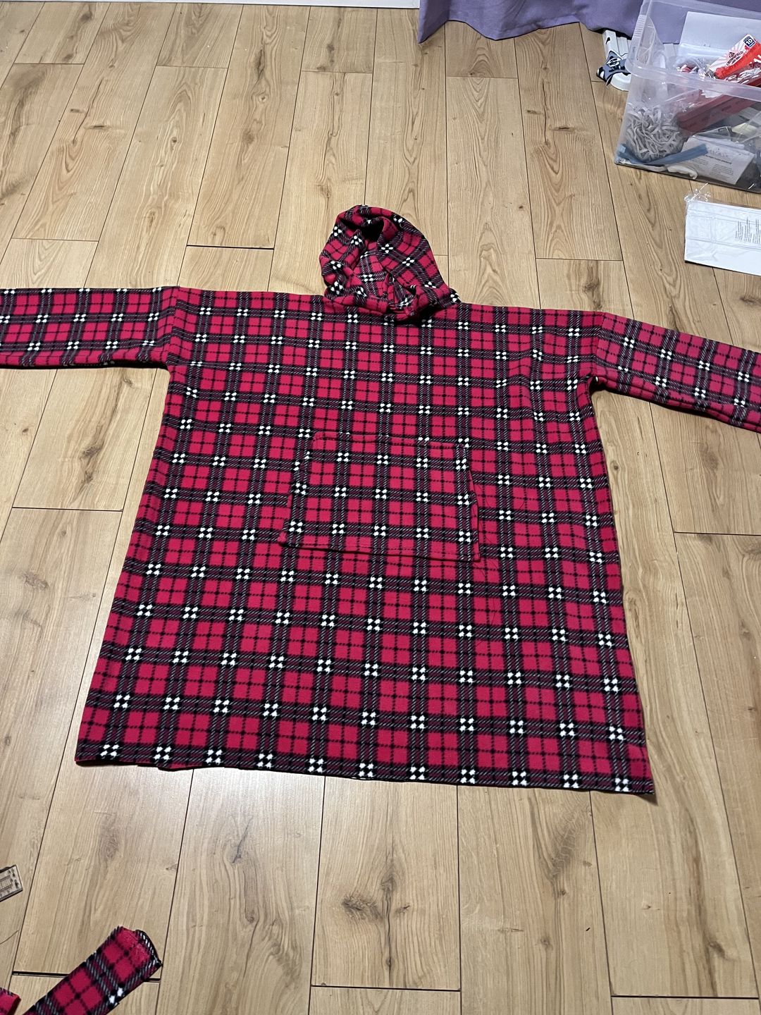 Customer photo review of Pink Checkered Anti Pill Polar Fleece Fabric