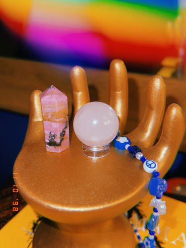 Customer photo review of Rose Quartz & Rhodonite Mini Duo