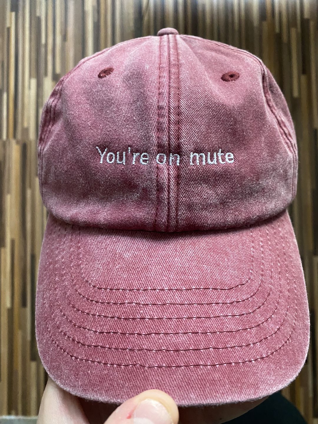 Customer photo review of "You're on mute" Vintage Hat