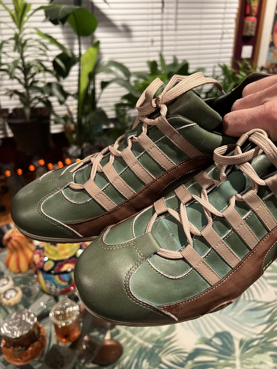 Customer photo review of Men's GrandPrix Sneaker in Verdolino (Green and Sand)