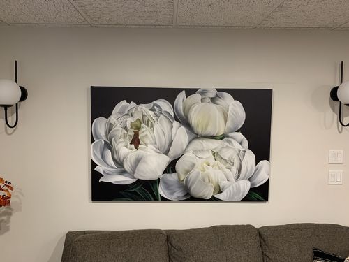Customer photo review of 'White Peonies' Framed Canvas