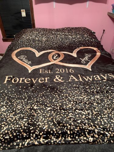 Customer photo review of Just Married Mr & Mrs Custom Blanket Forever & Always Wedding Gift