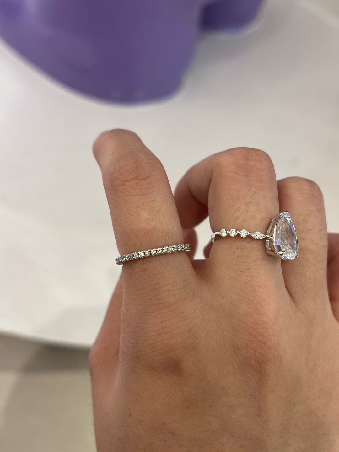 Customer photo review of Louily 0.5 Ct Round Cut Classic Full Eternity Thin Wedding Band For Women In Sterling Silver