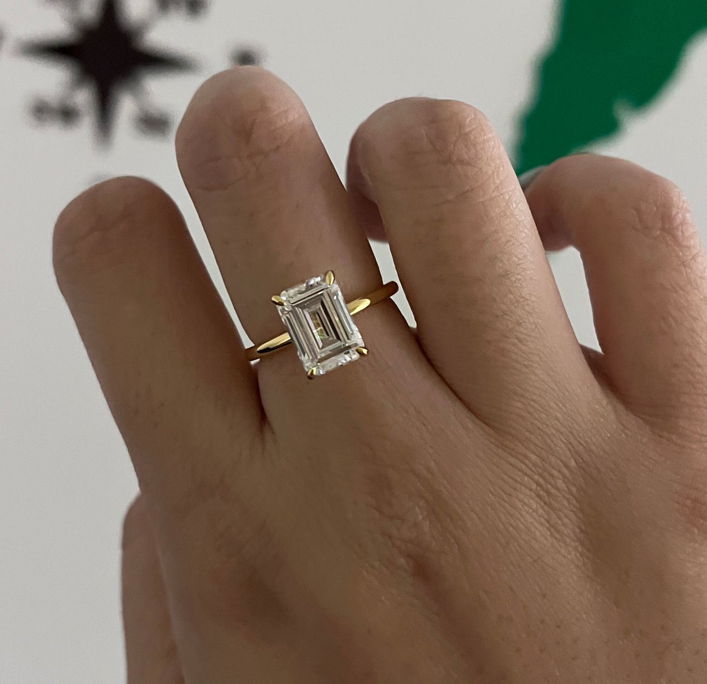 Customer photo review of S925 Classic 3.5Ct/5.0Ct Emerald Cut Solitaire Engagement Ring Stackable Ring For Everyday Wear