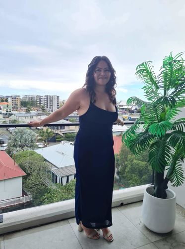 Customer photo review of Mischa Glitter Midi Dress - Navy